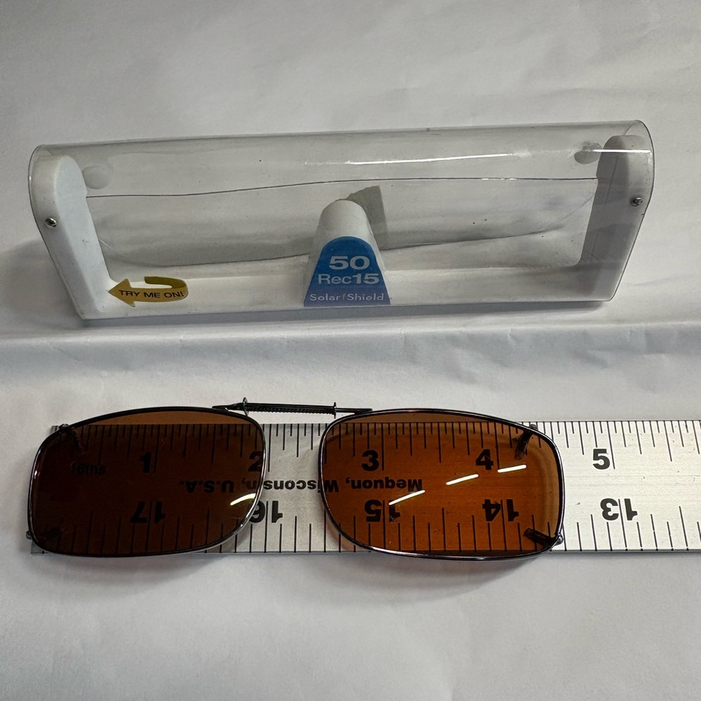Brown Rectangular Clip-on Sunglasses - Picture 3 of 4